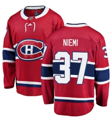 Youth Montreal Canadiens #37 Antti Niemi Authentic Red Home Fanatics Branded Breakaway NHL Jersey
