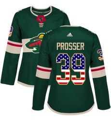 Women's Adidas Minnesota Wild #39 Nate Prosser Authentic Green USA Flag Fashion NHL Jersey