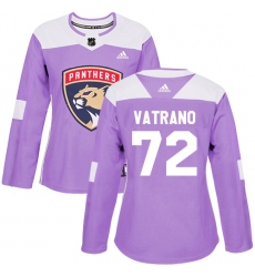 Women's Adidas Florida Panthers #72 Frank Vatrano Authentic Purple Fights Cancer Practice NHL Jersey