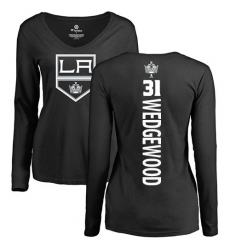 NHL Women's Adidas Los Angeles Kings #31 Scott Wedgewood Black Backer Long Sleeve T-Shirt