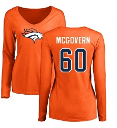 NFL Women's Nike Denver Broncos #60 Connor McGovern Orange Name & Number Logo Long Sleeve T-Shirt