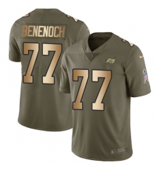 Men's Nike Tampa Bay Buccaneers #77 Caleb Benenoch Limited Olive Gold 2017 Salute to Service NFL Jersey