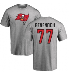 NFL Nike Tampa Bay Buccaneers #77 Caleb Benenoch Ash Name & Number Logo T-Shirt