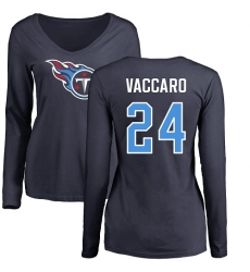 NFL Women's Nike Tennessee Titans #24 Kenny Vaccaro Navy Blue Name & Number Logo Long Sleeve T-Shirt