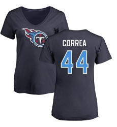 NFL Women's Nike Tennessee Titans #44 Kamalei Correa Navy Blue Name & Number Logo T-Shirt