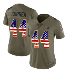 Women Nike Tennessee Titans #44 Kamalei Correa Limited Olive USA Flag 2017 Salute to Service NFL Jersey