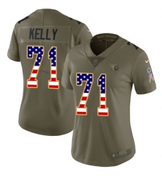 Women Nike Tennessee Titans #71 Dennis Kelly Limited Olive USA Flag 2017 Salute to Service NFL Jersey