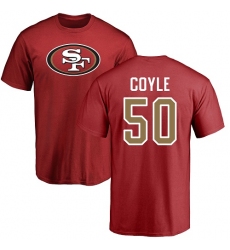 NFL Nike San Francisco 49ers #50 Brock Coyle Red Name & Number Logo T-Shirt