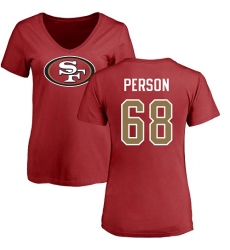 NFL Women's Nike San Francisco 49ers #68 Mike Person Red Name & Number Logo T-Shirt
