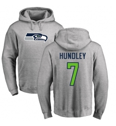 NFL Nike Seattle Seahawks #7 Brett Hundley Ash Name & Number Logo Pullover Hoodie