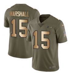 Men's Nike Seattle Seahawks #15 Brandon Marshall Limited Olive Gold 2017 Salute to Service NFL Jersey
