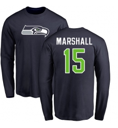NFL Nike Seattle Seahawks #15 Brandon Marshall Navy Blue Name & Number Logo Long Sleeve T-Shirt