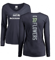 NFL Women's Nike Seattle Seahawks #37 Tre Flowers Navy Blue Backer Long Sleeve T-Shirt