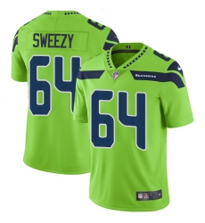 Men's Nike Seattle Seahawks #64 J.R. Sweezy Limited Green Rush Vapor Untouchable NFL Jersey