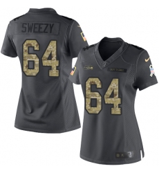Women Nike Seattle Seahawks #64 J.R. Sweezy Limited Black 2016 Salute to Service NFL Jersey