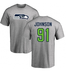 NFL Nike Seattle Seahawks #91 Tom Johnson Ash Name & Number Logo T-Shirt