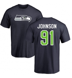 NFL Nike Seattle Seahawks #91 Tom Johnson Navy Blue Name & Number Logo T-Shirt