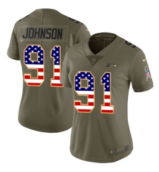 Women Nike Seattle Seahawks #91 Tom Johnson Limited Olive USA Flag 2017 Salute to Service NFL Jersey