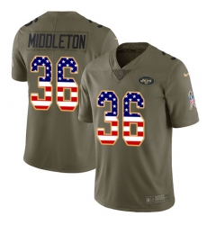 Men's Nike New York Jets #36 Doug Middleton Limited Olive USA Flag 2017 Salute to Service NFL Jersey