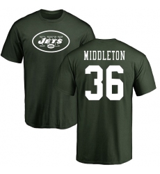 NFL Nike New York Jets #36 Doug Middleton Green Name & Number Logo T-Shirt