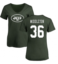NFL Women's Nike New York Jets #36 Doug Middleton Green Name & Number Logo T-Shirt