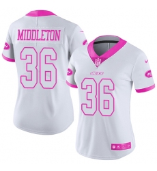 Women Nike New York Jets #36 Doug Middleton Limited White Pink Rush Fashion NFL Jersey