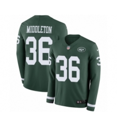 Youth Nike New York Jets #36 Doug Middleton Limited Green Therma Long Sleeve NFL Jersey