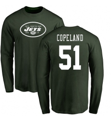 NFL Nike New York Jets #51 Brandon Copeland Green Name & Number Logo Long Sleeve T-Shirt