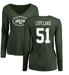 NFL Women's Nike New York Jets #51 Brandon Copeland Green Name & Number Logo Long Sleeve T-Shirt
