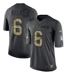 Men's Nike Oakland Raiders #6 Mike Nugent Limited Black 2016 Salute to Service NFL Jersey