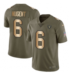 Men's Nike Oakland Raiders #6 Mike Nugent Limited Olive Gold 2017 Salute to Service NFL Jersey