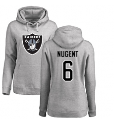 NFL Women's Nike Oakland Raiders #6 Mike Nugent Ash Name & Number Logo Pullover Hoodie