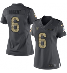 Women Nike Oakland Raiders #6 Mike Nugent Limited Black 2016 Salute to Service NFL Jersey