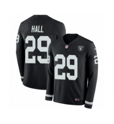 Men's Nike Oakland Raiders #29 Leon Hall Limited Black Therma Long Sleeve NFL Jersey