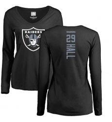 NFL Women's Nike Oakland Raiders #29 Leon Hall Black Backer Long Sleeve T-Shirt