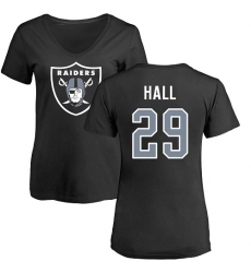 NFL Women's Nike Oakland Raiders #29 Leon Hall Black Name & Number Logo T-Shirt