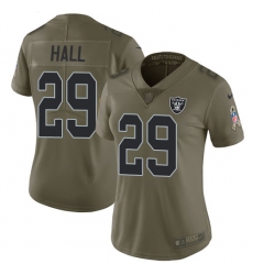 Women Nike Oakland Raiders #29 Leon Hall Limited Olive 2017 Salute to Service NFL Jersey