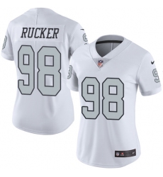 Women Nike Oakland Raiders #98 Frostee Rucker Limited White Rush Vapor Untouchable NFL Jersey