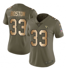 Women Nike Arizona Cardinals #33 Tre Boston Limited Olive Gold 2017 Salute to Service NFL Jersey