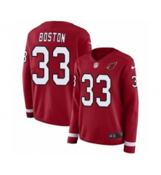 Women's Nike Arizona Cardinals #33 Tre Boston Limited Red Therma Long Sleeve NFL Jersey