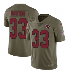 Youth Nike Arizona Cardinals #33 Tre Boston Limited Olive 2017 Salute to Service NFL Jersey