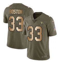 Youth Nike Arizona Cardinals #33 Tre Boston Limited Olive Gold 2017 Salute to Service NFL Jersey
