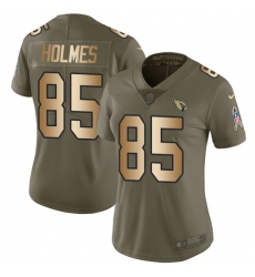 Women Nike Arizona Cardinals #85 Gabe Holmes Limited Olive Gold 2017 Salute to Service NFL Jersey
