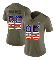 Women Nike Arizona Cardinals #85 Gabe Holmes Limited Olive USA Flag 2017 Salute to Service NFL Jersey
