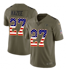 Men's Nike Atlanta Falcons #27 Damontae Kazee Limited Olive USA Flag 2017 Salute to Service NFL Jersey