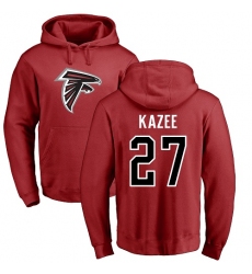 NFL Nike Atlanta Falcons #27 Damontae Kazee Red Name & Number Logo Pullover Hoodie