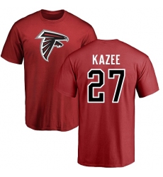 NFL Nike Atlanta Falcons #27 Damontae Kazee Red Name & Number Logo T-Shirt