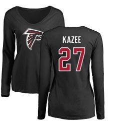 NFL Women's Nike Atlanta Falcons #27 Damontae Kazee Black Name & Number Logo Long Sleeve T-Shirt