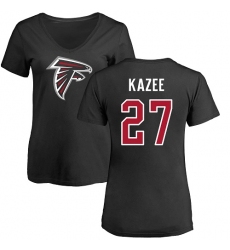 NFL Women's Nike Atlanta Falcons #27 Damontae Kazee Black Name & Number Logo T-Shirt