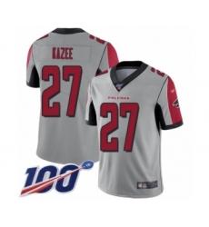 Youth Atlanta Falcons #27 Damontae Kazee Limited Silver Inverted Legend 100th Season Football Jersey